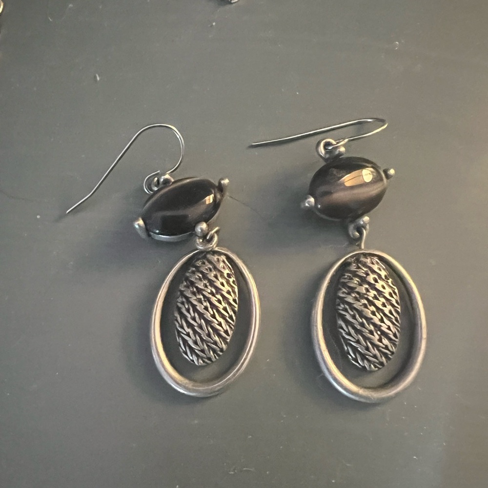 Elegant Chico’s Black Oval Earrings